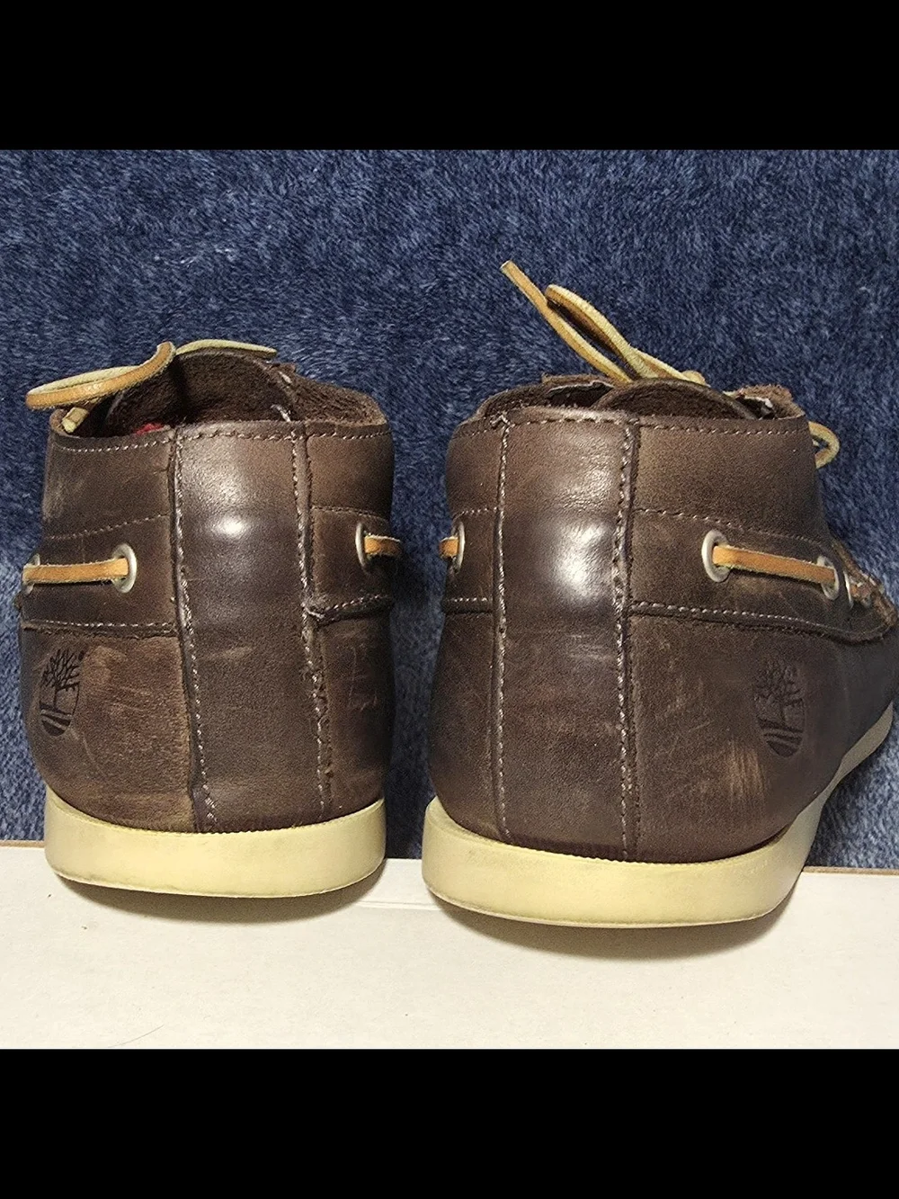 Timberland Dark Brown Leather Boat Shoes with Cream Sole